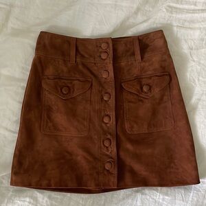 Sezane Bettie Skirt in Suede Caramel in size 6